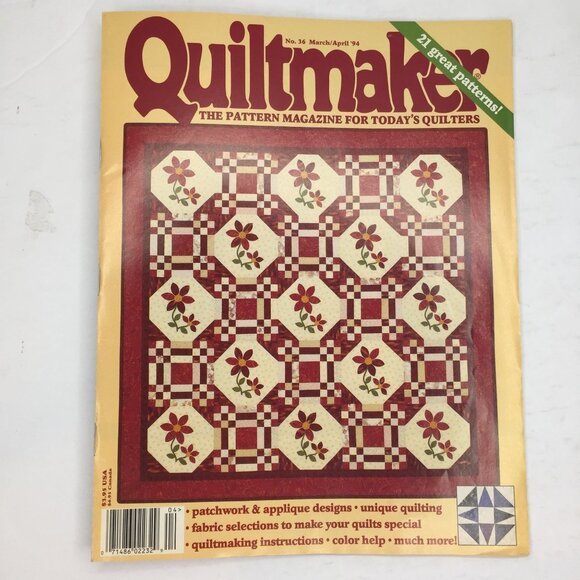 Vintage Quiltmaker Magazine No 36 March/April 1994 Quilt Patterns Designs Ideas - Picture 1 of 10
